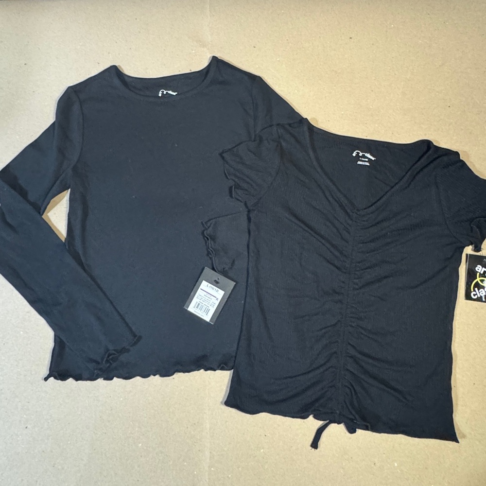 Black Long Sleeve and Ruched Top Set- Art Class Large 10-12  (239)